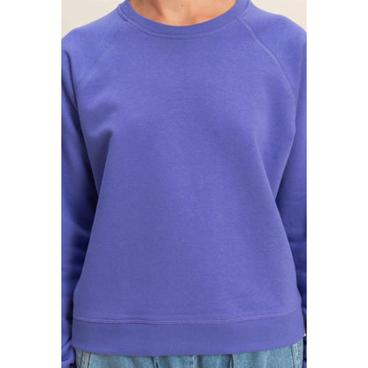 Crew Neck Raglan Sleeve Comfy Pullover Sweatshirt