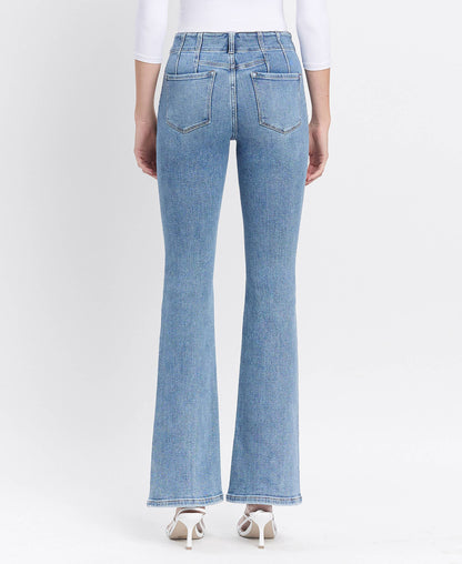 HIGH RISE FRONT POCKET W DART DETAIL FLARE JEANS F5510