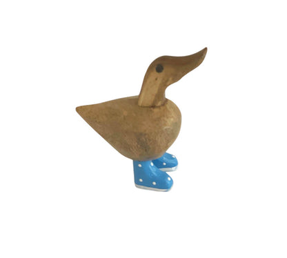 Spotty Boots Wooden Garden Duck Statues Figurines Set -Small