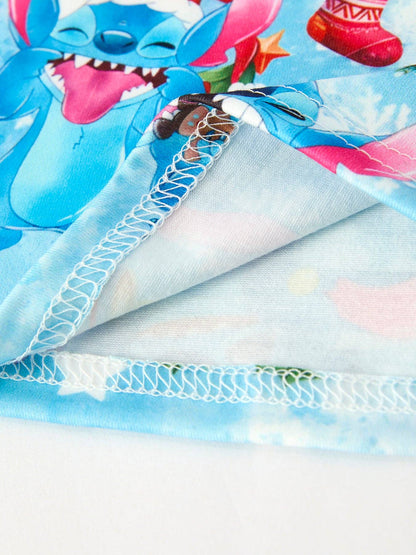 Christmas Girls Pajama Set with Ruffle Detail and Buttoned Top