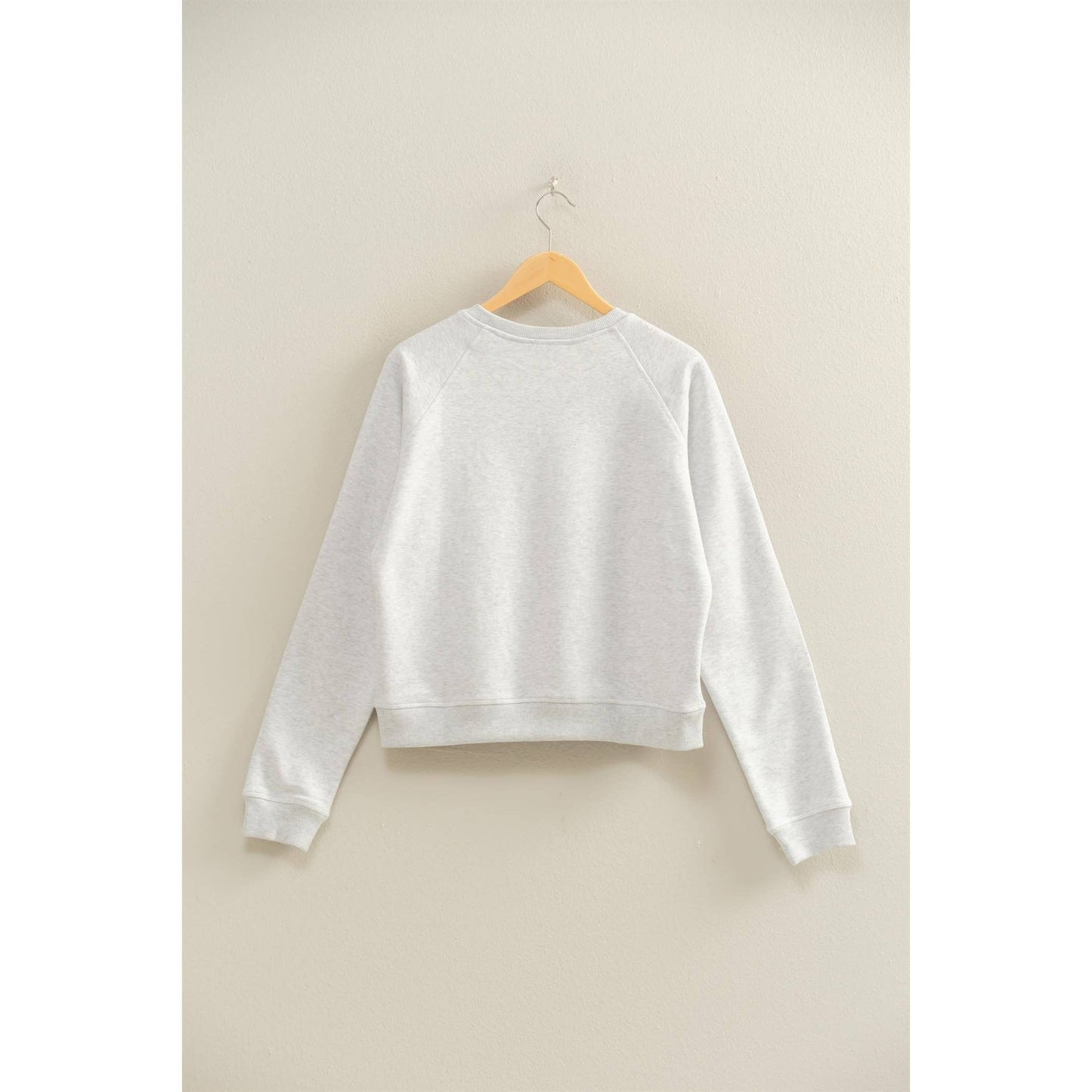 Crew Neck Raglan Sleeve Comfy Pullover Sweatshirt