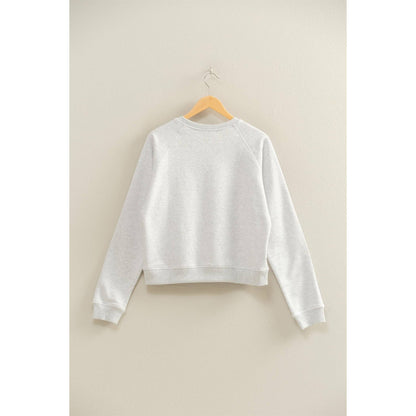 Crew Neck Raglan Sleeve Comfy Pullover Sweatshirt