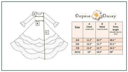 Girls Winter Rose Floral Long Sleeve Ruffles Dress
