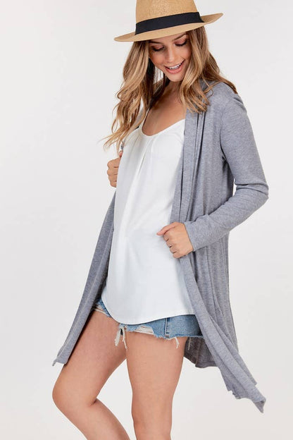 Faux Cashmere Cardigan - Open Front Detailing