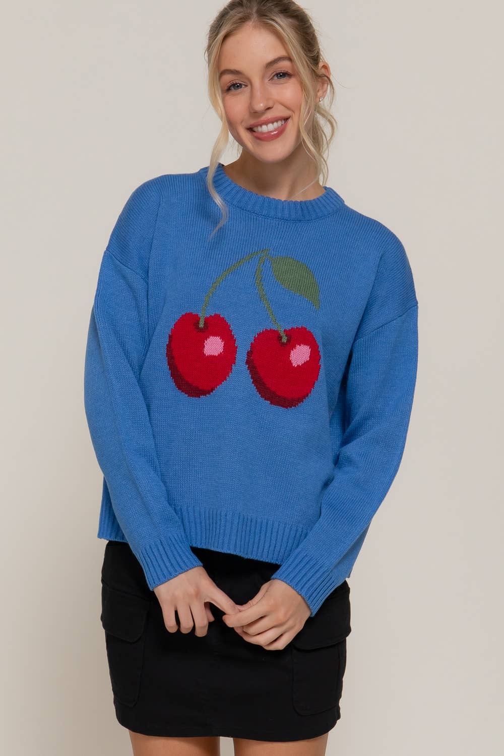 Long Sleeve Crew Cherry Sweater