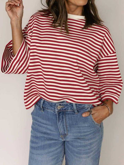 Green Striped Knit Back Bow Tie Open Back Top Women