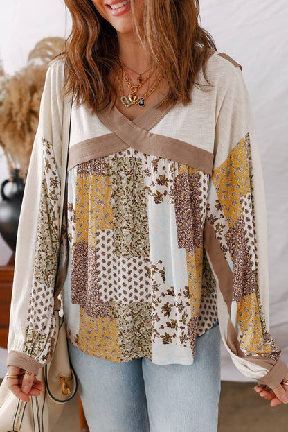 Floral Patchwork Long Sleeve Top