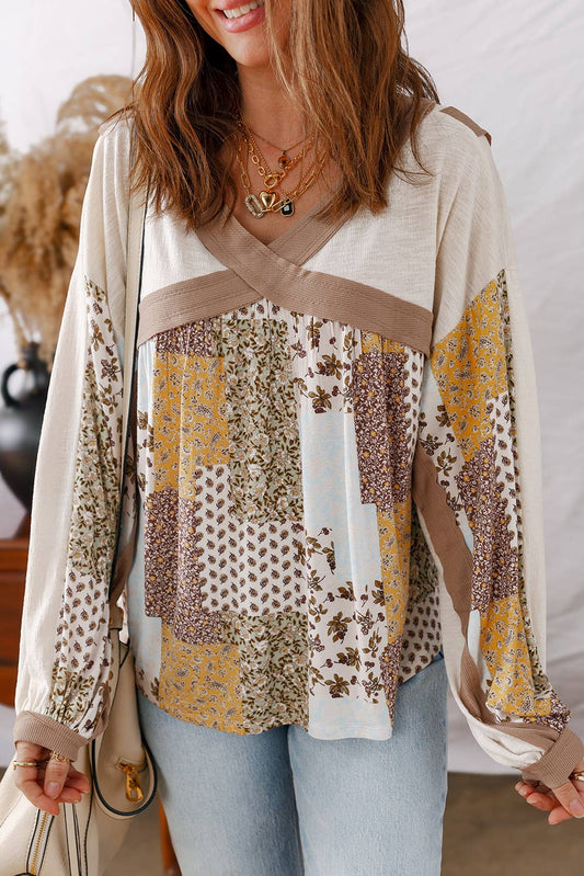 Floral Patchwork Long Sleeve Top