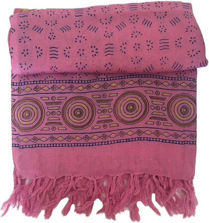 Block Printed Mandala Sarong Beach Cover Up Wrap Blanket