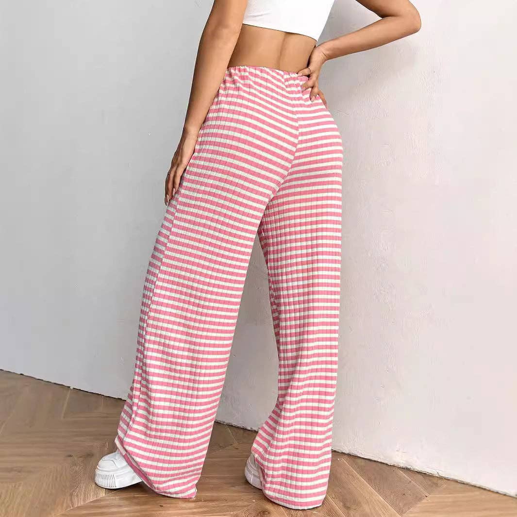 Striped Drawstring Wide Leg Lounge Pants