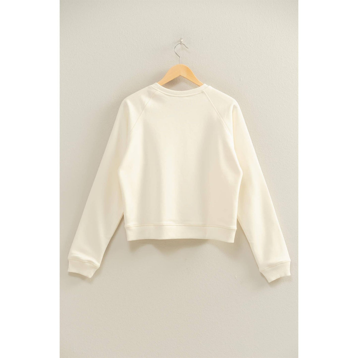 Crew Neck Raglan Sleeve Comfy Pullover Sweatshirt