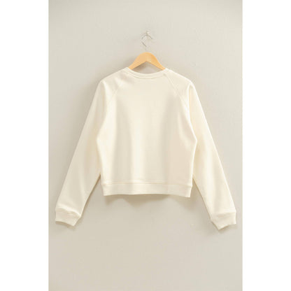 Crew Neck Raglan Sleeve Comfy Pullover Sweatshirt