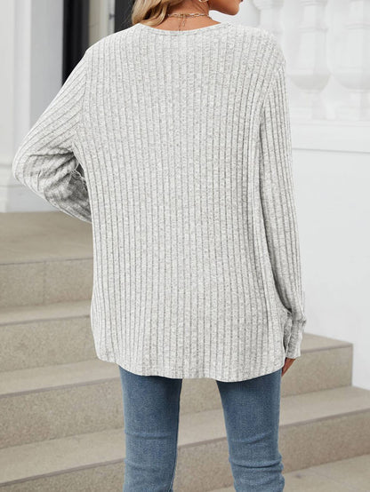 Solid Color Button Cardigan Knitted Brushed Jacket