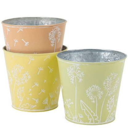 Dandelion Design Metal Pot For Houseplants - 4" Size