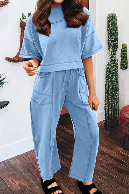 Summer 2026 Drop Shoulder Boxy Tee and Barrel Pants Set