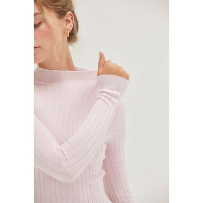 DZ24E451-MOCK NECK RIBBED KNIT CROP TOP