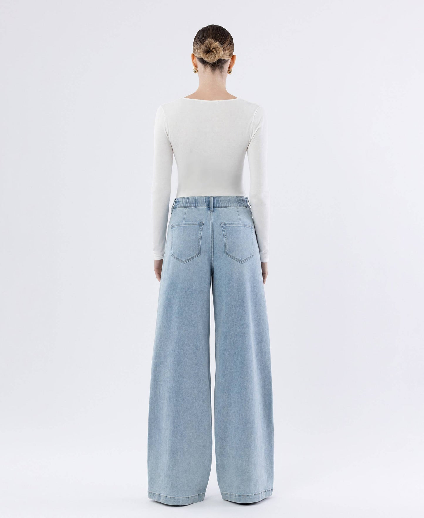 SUPER HIGH RISE DRAWCORD ELASTIC WB WIDE LEG JEANS F6099