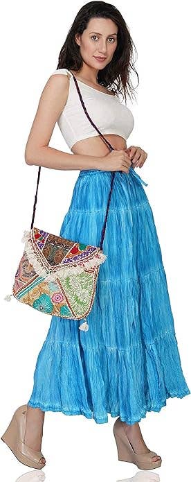 Sequins Patch Boho Hippie Sling Shoulder Bag Purse