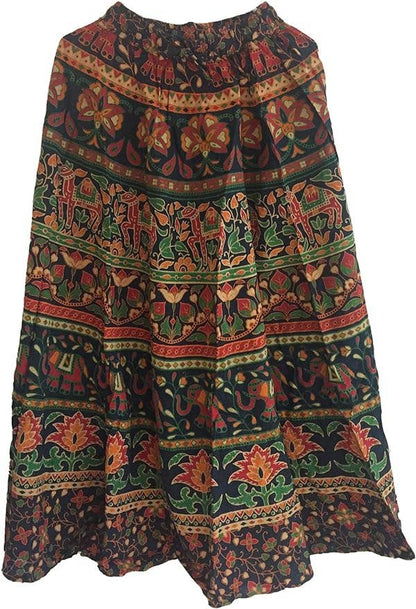Women's Hippie Bohemian Cotton Mandala Long Maxi Skirt 