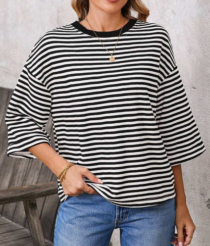 Green Striped Knit Back Bow Tie Open Back Top Women