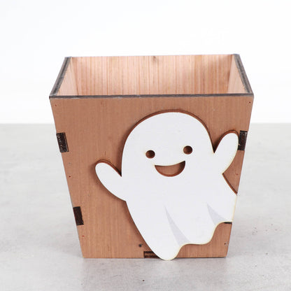 Halloween Design Wooden Pot for Houseplants - 4" Size