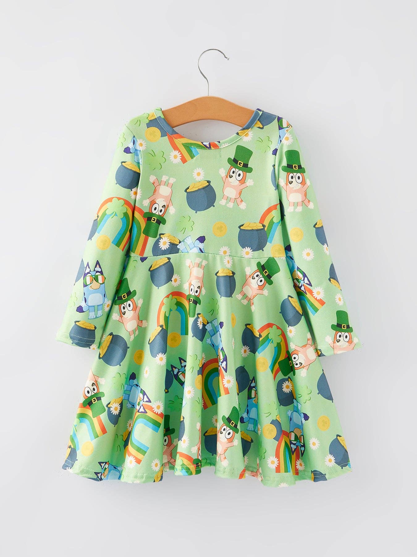 Cartoon Character Rainbow Print Girls Dress