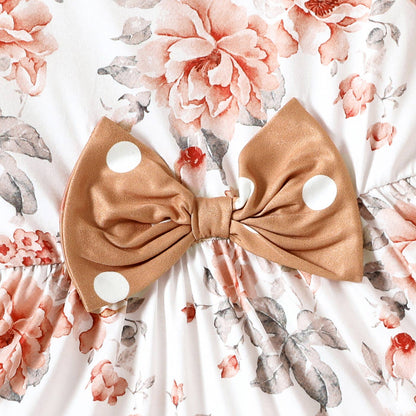 🌸 Toddler Girl Floral Ruffle Top & Polka Dot Leggings Set