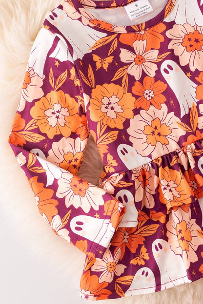 🎟️Ghost floral printed ruffle tunic and pants. OFG52305 Sol