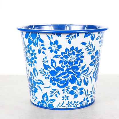 Delft Blue Design Metal Pot for Plants - 4" and 6" Options