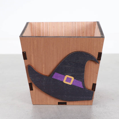 Halloween Design Wooden Pot for Houseplants - 4" Size