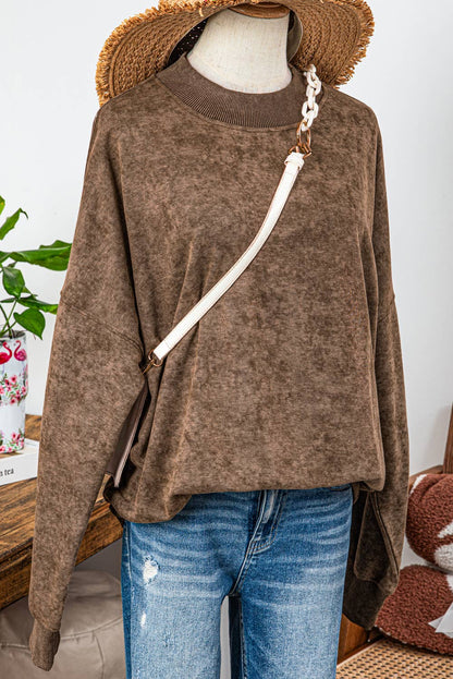 Fashion-W Drop Shoulder Crew Neck Pullover Sweatshirt*S-2XL