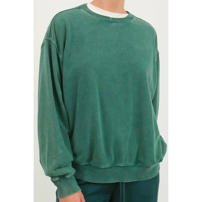 DZ24E438-Drop Shoulders Crew Neck Sweatshirt