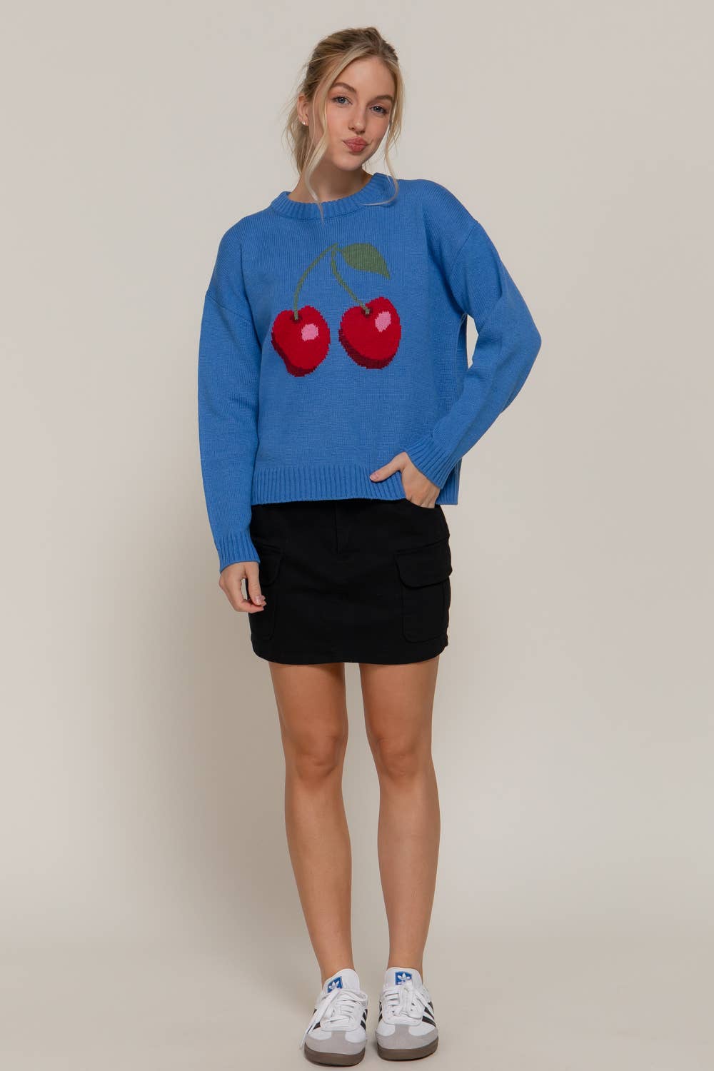 Long Sleeve Crew Cherry Sweater