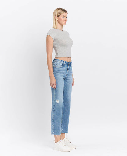 HIGH RISE ANKLE STRAIGHT JEANS F5866
