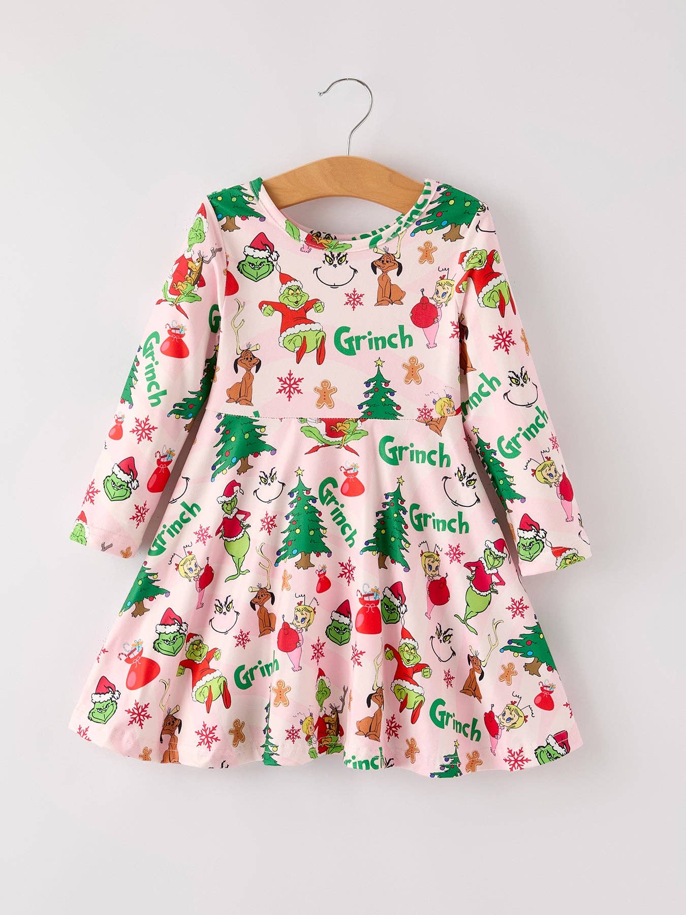Winter Christmas Character Print Girls Dress