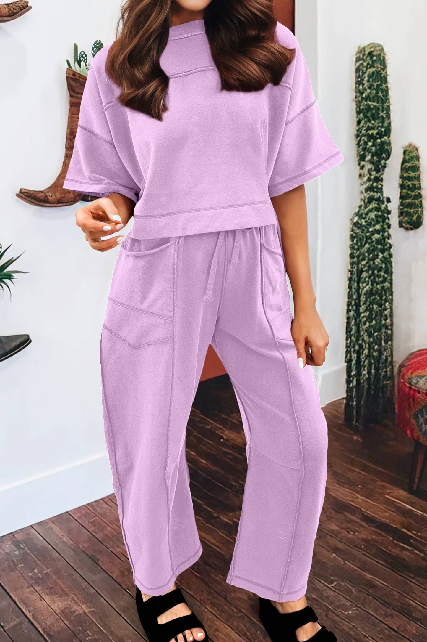 Summer 2026 Drop Shoulder Boxy Tee and Barrel Pants Set