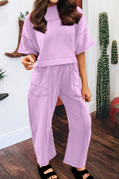 Summer 2026 Drop Shoulder Boxy Tee and Barrel Pants Set