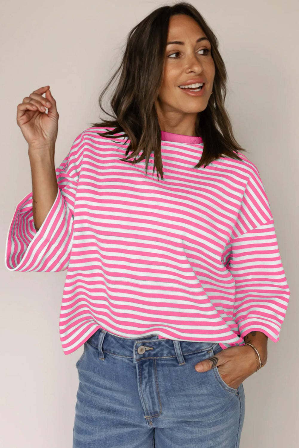 Green Striped Knit Back Bow Tie Open Back Top Women