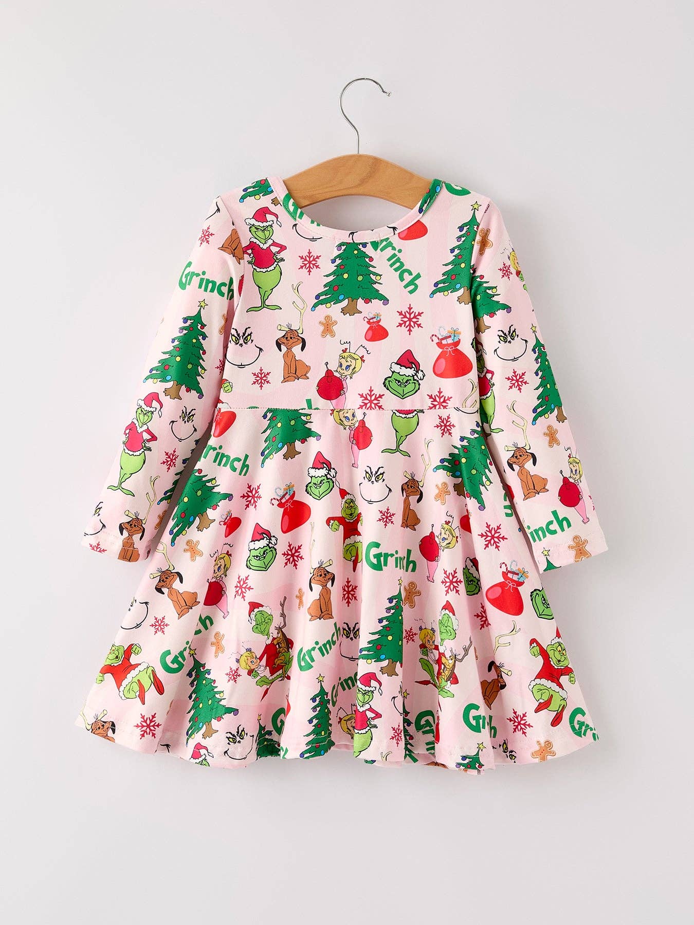 Winter Christmas Character Print Girls Dress